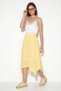 Women's Elastic Waist Lined Asymmetrical Cut Muslin Crinkle Yellow Skirt - 3