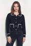 Women's Polo Collar Pocket Detailed Shepherd Stitched Knitwear Black Cardigan - 4