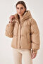 Women's Hooded Inflatable Beige Coat - 4