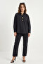 Women's Poplin Black Shirt with Gold Button Accessories
