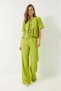 Women's Tie-Detail Short-Sleeved Pistachio Green Blouse and Pants Set - 7