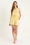 Women's Thick Strap Blouse with Elastic Waist, Pocket Detail, Self-Flower Embroidery, Muslin Yellow Set - 3