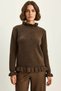 Women's Ruffle Collar Detailed Knitwear Brown Sweater