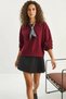 Women's Cotton Burgundy Sweatshirt with Scarf Detail - 3
