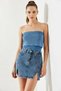 Women's Stone Washed Sleeveless Knitwear Blue Sweater - 7
