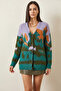 Women's Colorful Patterned Shawl Cardigan - 7