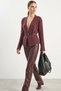 Women's Belt Detailed Knitwear Burgundy Cardigan - 3