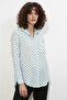 Women's Oversize Single Pocket Polka Dot Blue Shirt - 4