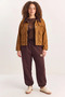 Women's Basic Jogger Relaxed Fleece Sweatpants Brown - 3