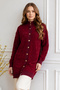 Patterned Beard Cardigan N3324 Claret Red - 2