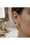 Gold Color Zircon Stone Fence Ring Model Steel Earrings - 2