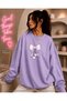 Women's Heart Pink Ribbon Printed Round Neck Long Sleeve Sweatshirt