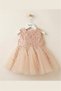 Sweetme Girl's Sequin Embroidery and Tulle Detailed Princess Dress Bronze