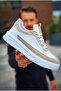 Zrk-X006 Premium High Sole White Beige Lace-Up Men's Sneaker