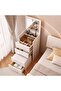 -Long Vanity Desk with Flip Top Mirror and LED Lights, 3 Drawers Small Makeup Dressing Table with Cushioned Storage Stool, Space Saving Compact Vanity Set for Bedroom（SZZ007） - 3