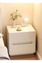 1-Piece Modern Design Wood Nightstand for Bedroom Wide Top End Table with Storage Drawers Bedside Storage Cabinet for Living Room Office 40x41x45 cm (Fully Assembled) - 8
