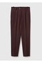 Women's brown cotton blend straight leg trousers with seam detail on the front