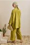 Drawstring Effect Suit Light Oil Green - 5