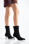 Black Stone Detailed High-Heeled Women's Boots Black - 2