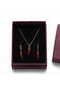 Gold Plated Red Pepper Enamel Necklace and Earring Set - Lucky Combination - 7