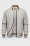 Men's Seasonal Jacket with Contrast Stripe Detail, Ribbed Collar and Cuffs, Beige