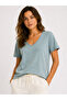 Women's V-Neck Short Sleeve Striped T-Shirt