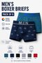 Men’s Boxer Briefs Pack of 6 – Free Size Jersey Underwear, Soft Breathable Fabric, Elastic Waistband, Comfort Fit, Random Colours - 5
