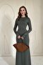 Khaki Basic Midi Dress - 3
