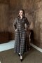 Brown Pleated Plaid Dress