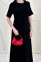 Black Pleated Crew Neck Dress - 2