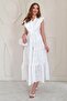 White ruffled button-up dress - 4
