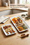 Set of 2 Melamine Presentation Plates, Presentation Plate, Serving Plate - Patterned Unbreakable Serving Plate - White - 4