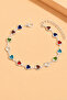 Silver Adjustable Bracelet with Colorful Stone Heart Figure - 2