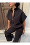 Women's Sporty Stylish Zippered Thessaloniki Fabric Top and Bottom Tracksuit Set - 2