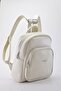 Soft Faux Leather Cream Women's Backpack with Double Compartments, Stylish and Convenient for Daily Use, with Adjustable Straps - 4