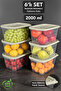6-Piece Deep Food Storage Container - Rectangular Kitchen Organizer Stackable Storage Container 2Lt Beige