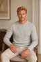 Men's Round Neck Long Sleeve Hair Braided Timeless Classic Casual Gray Knitwear Sweater