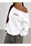 To Be a Star Printed Oversize Women's Boat Neck Sweatshirt
