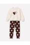 Girl's Heart Printed Sweatshirt and Patterned Leggings Top and Bottom Set - 2