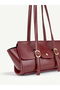 Yennefer Burgundy Belt Buckle Detailed Rectangular Baguette Handbag & Shoulder Bag - 3