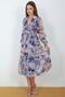 Chiffon Fabric Leaf Pattern Midi Dress