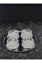 Crystal Silver Delfi Glass Bowl Set – Decorative Snack, Nut, and Dessert Serving Set with Round Tray - 6
