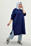68082 Plus Size Modal Tunic with Side Slits - Indigo - 4