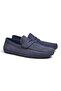 Dark Blue Color Laceless Genuine Leather Men's Shoes