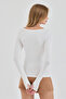 Women's Ecru Boat Neck Slim Fit Finger-Looped Ultra Soft Flexible Lycra Cotton Basic Body&Blouse - 8