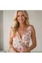 Women's Double-Breasted Floral Colorful Summer Dress with Tie Shoulder Straps and Midi Length - 2