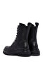 Women's Black Zippered Lace-Up Thick Soled Leather Boots Wf180013Dv - 6
