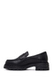 Women's Black Thick Soled Leather Masculine Loafer Af190053Dv - 3