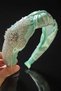 Bym Water Green Satin Single Side Stone Embroidered Women's Hair Crown Evening Dress Accessory - 3