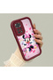 Xiaomi Redmi Note 11S Compatible Case Camera Protector Minnie Pattern Burgundy Lover Couple Silicone Phone Case - 2